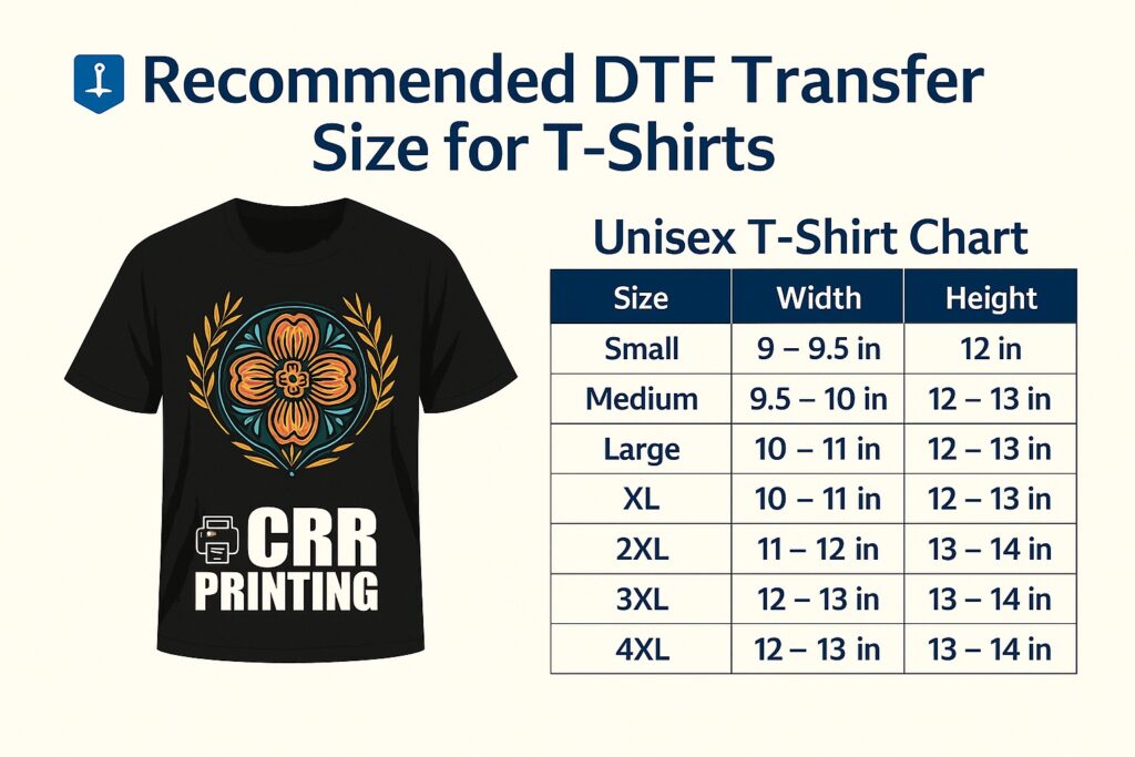 Recommended DTF Transfer Size for T-Shirts